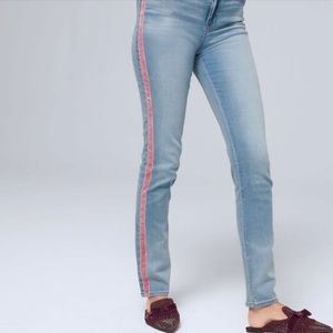 NWT WHBM PINK VELVET TRIM JEANS SIZE 8